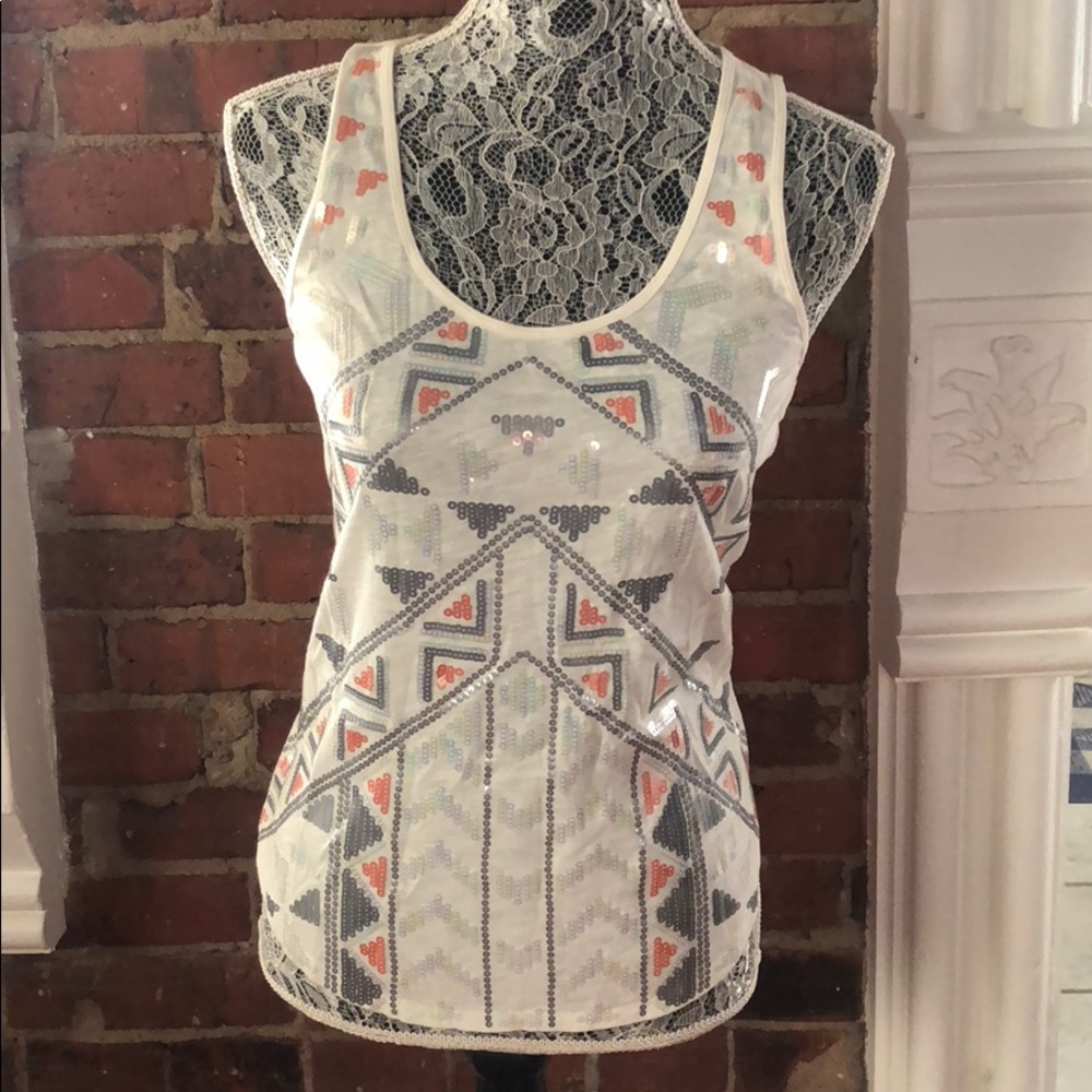 Express western Aztec beaded tank top